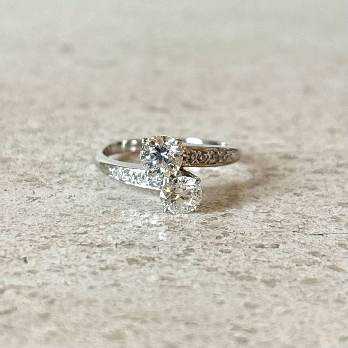 Bague Solitaire Vintage - Or Blanc 750 & Diamants