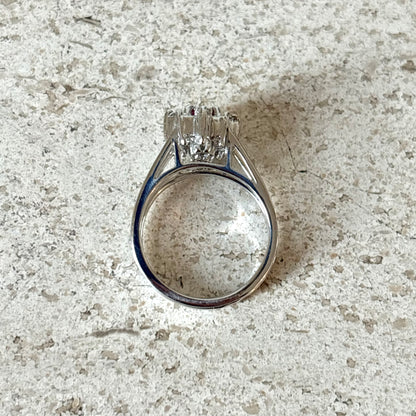 Bague Réversible Vintage - Or Blanc 585 Rubis & Diamants