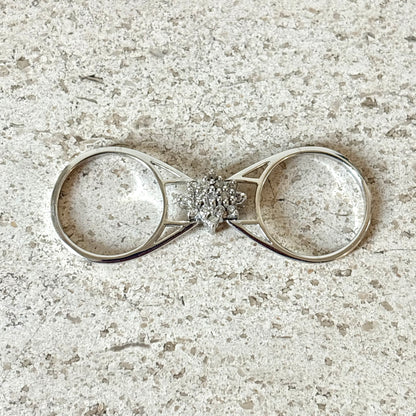 Bague Réversible Vintage - Or Blanc 585 Rubis & Diamants