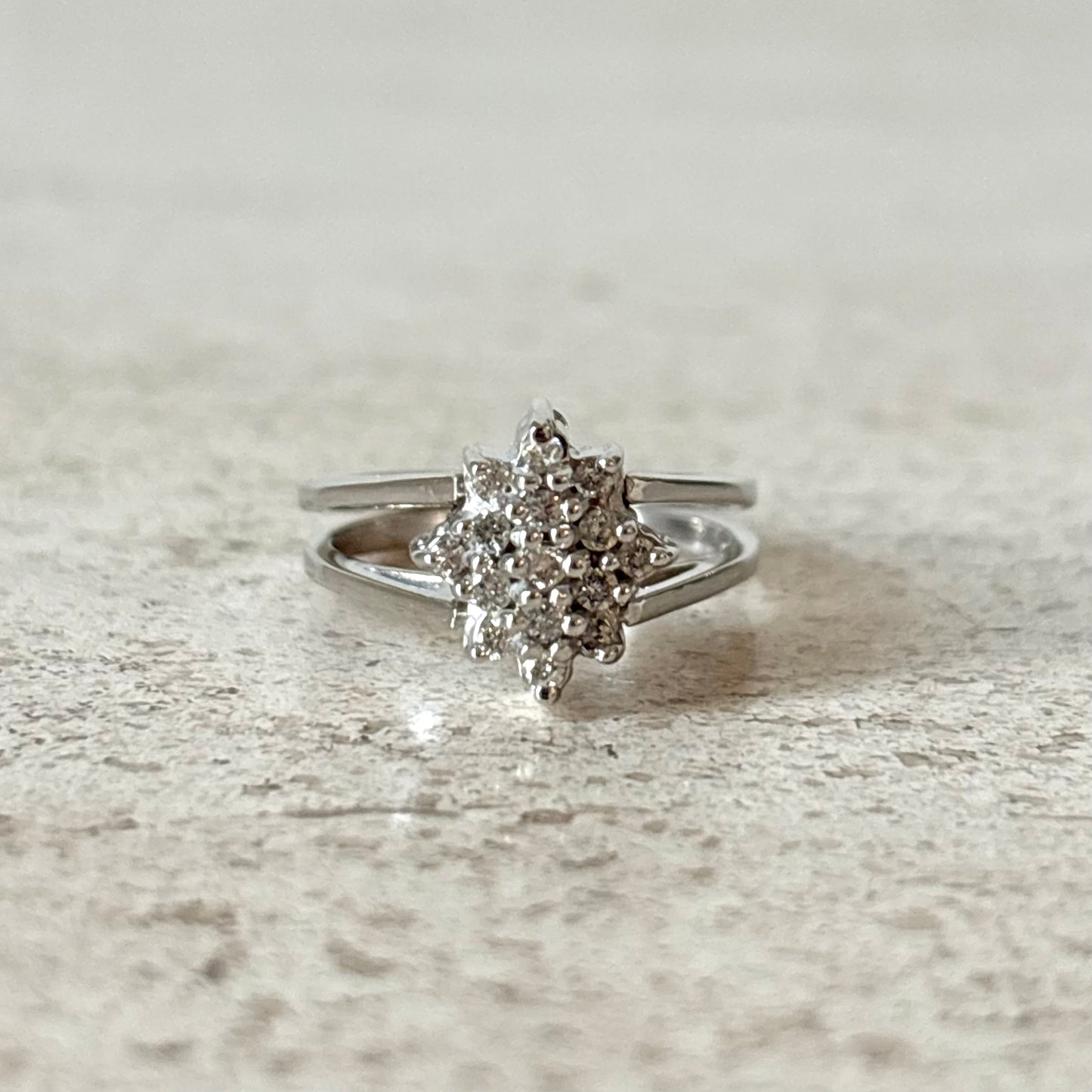 Bague Réversible Vintage - Or Blanc 585 Rubis & Diamants