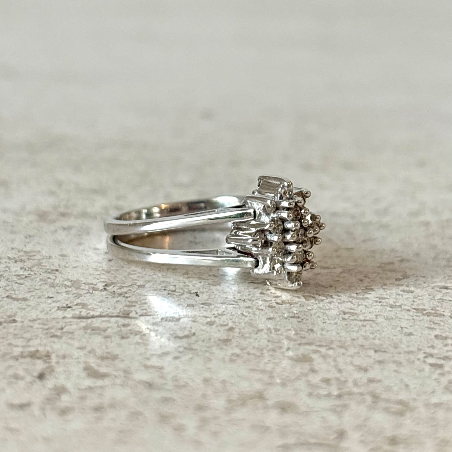 Bague Réversible Vintage - Or Blanc 585 Rubis & Diamants