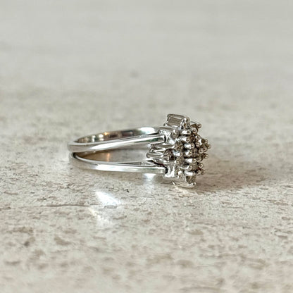 Bague Réversible Vintage - Or Blanc 585 Rubis & Diamants