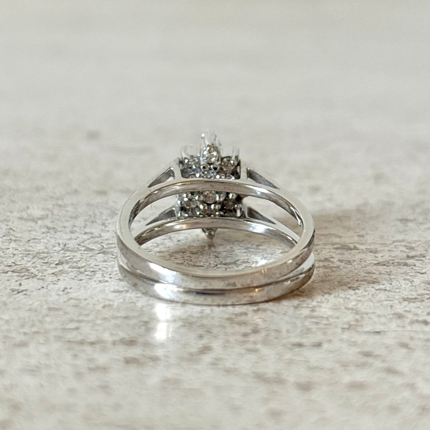 Bague Réversible Vintage - Or Blanc 585 Rubis & Diamants