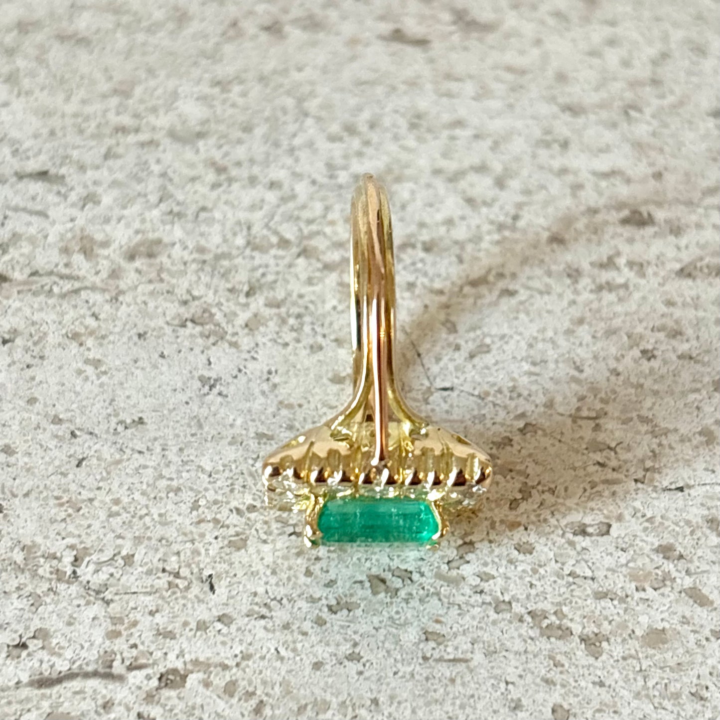 Bague Marguerite Vintage - Or Jaune 750 Émeraude & Diamants