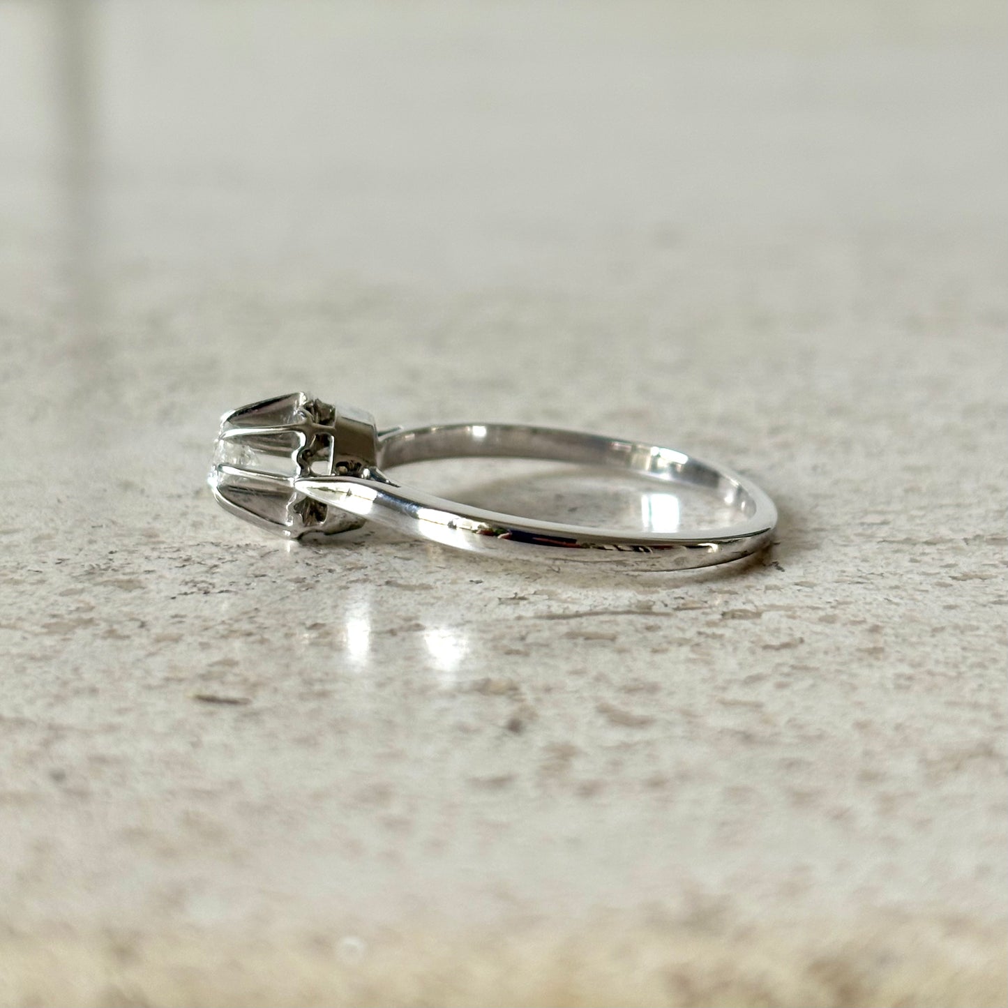 Bague Solitaire Vintage - Or Blanc 750 & Diamant