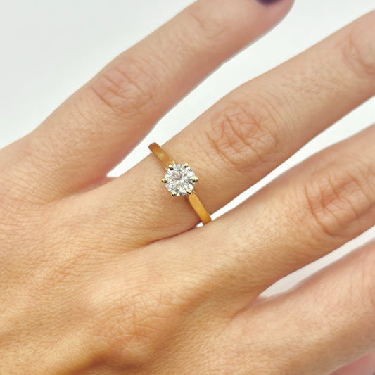 Bague Solitaire - Or Jaune 750 & Diamant