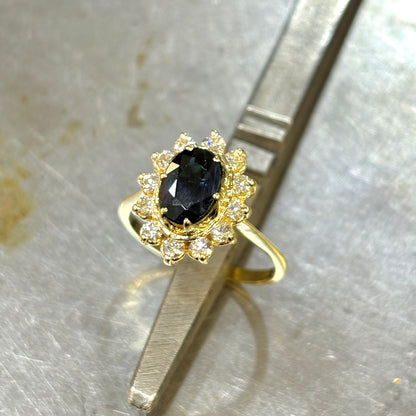 Bague Marguerite - Or Jaune 750 Saphir & Diamants