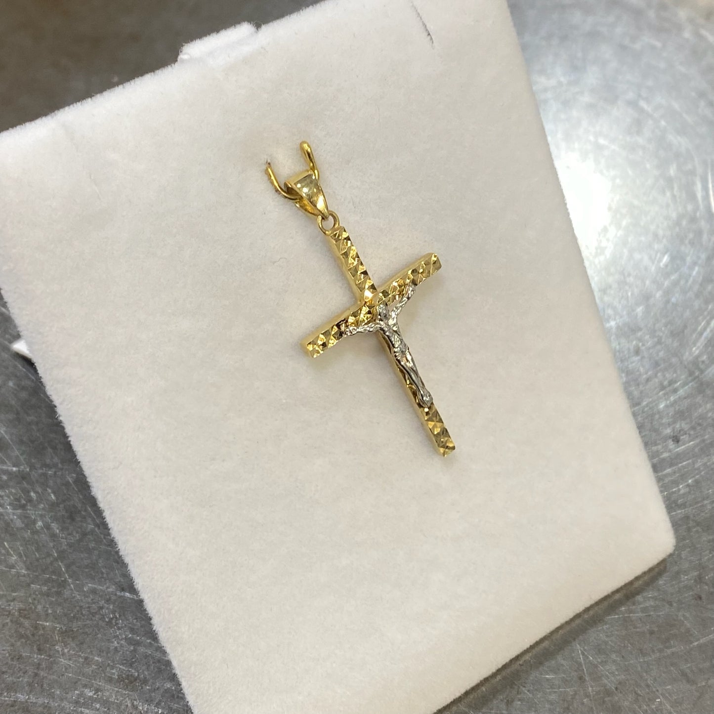 Pendentif Croix - Or Jaune & Blanc 750 Neuf