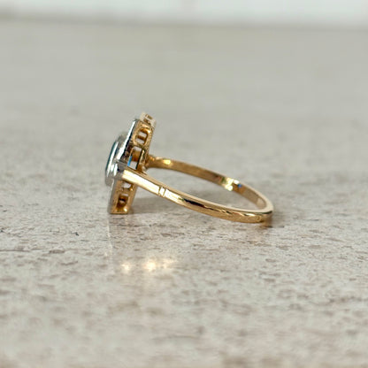 Bague Vintage - Or Jaune/Blanc 750 Saphir & Diamants