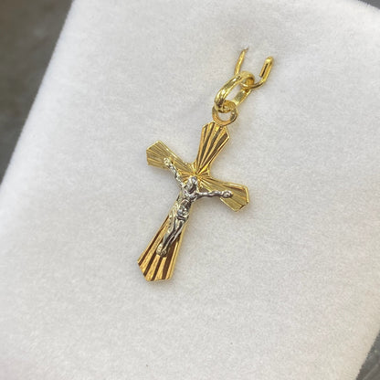 Pendentif Croix - Or Jaune et Blanc 750 Neuf