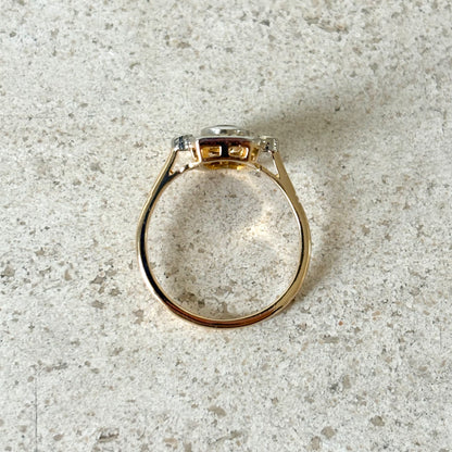 Bague Vintage - Or Jaune/Blanc 750 Saphir & Diamants