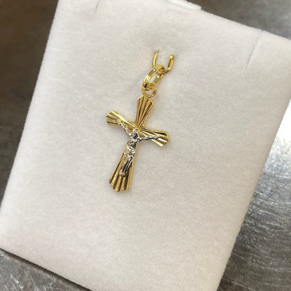 Pendentif Croix - Or Jaune et Blanc 750 Neuf