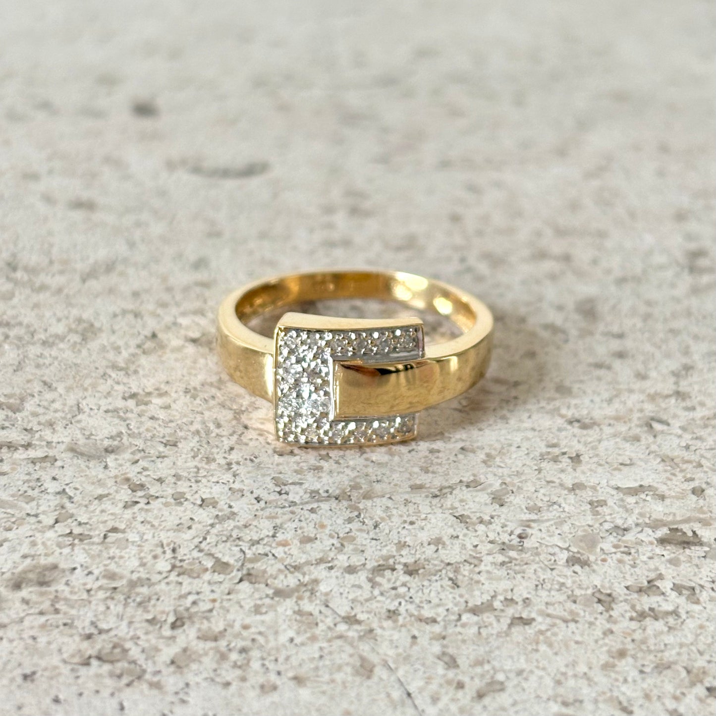 Bague Cubique - Or Jaune 750 & Diamants