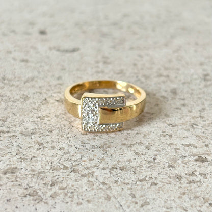 Bague Cubique - Or Jaune 750 & Diamants