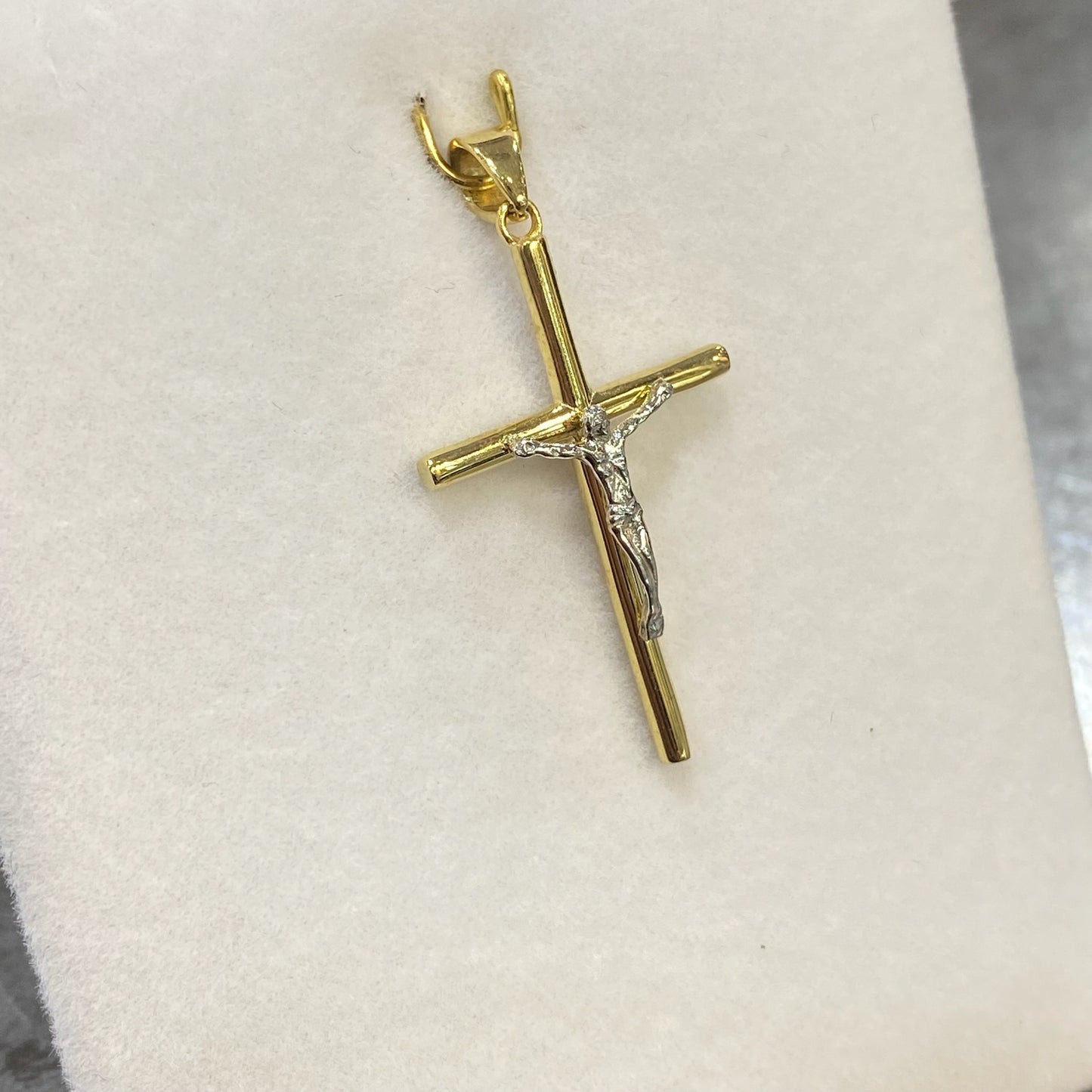 Pendentif Croix - Or Jaune et Blanc 750 Neuf