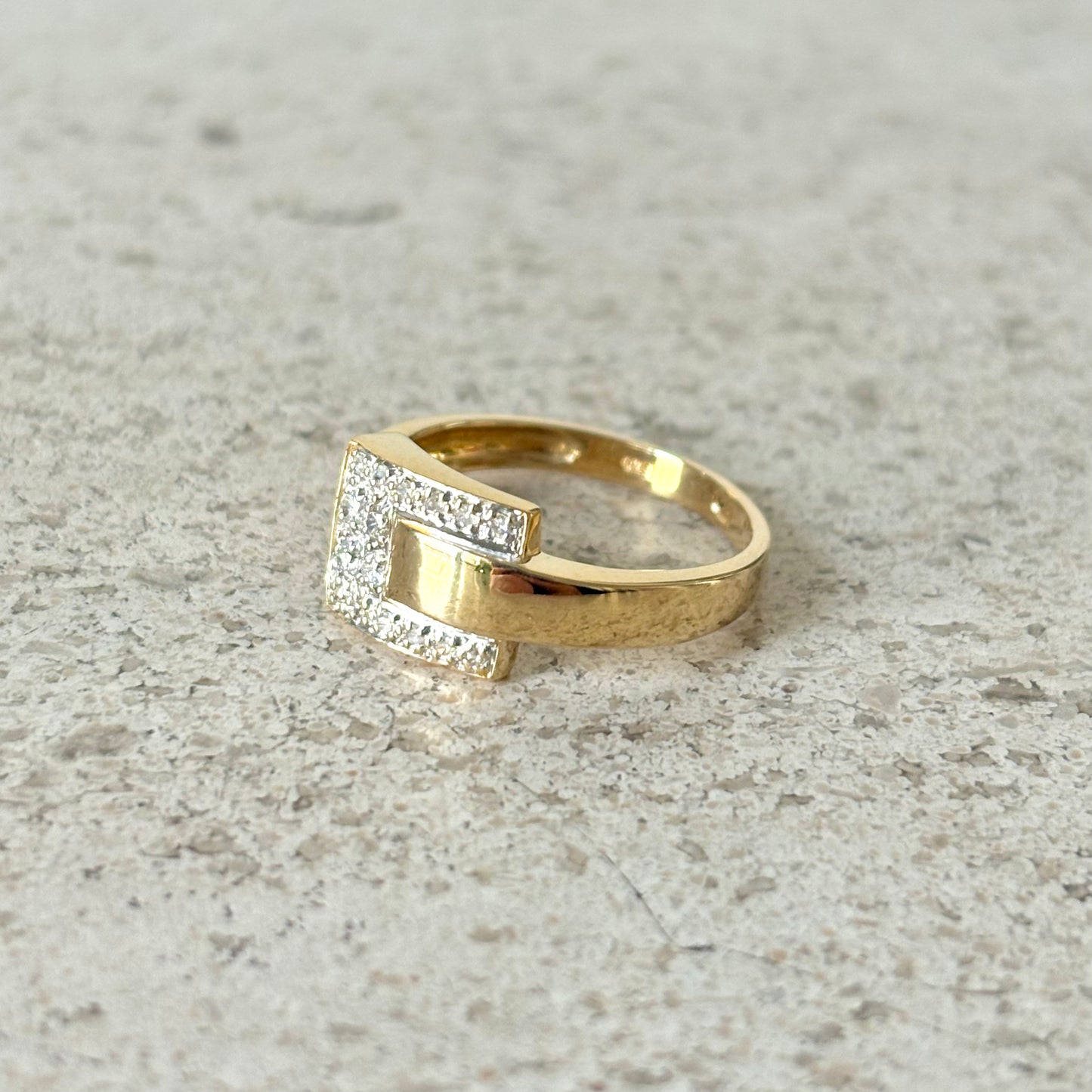 Bague Cubique - Or Jaune 750 & Diamants