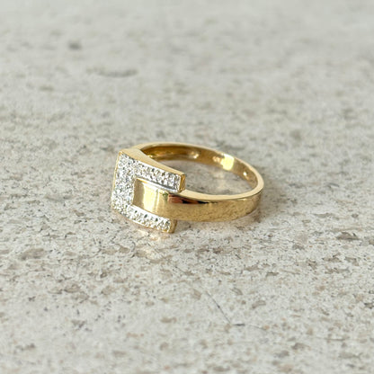 Bague Cubique - Or Jaune 750 & Diamants