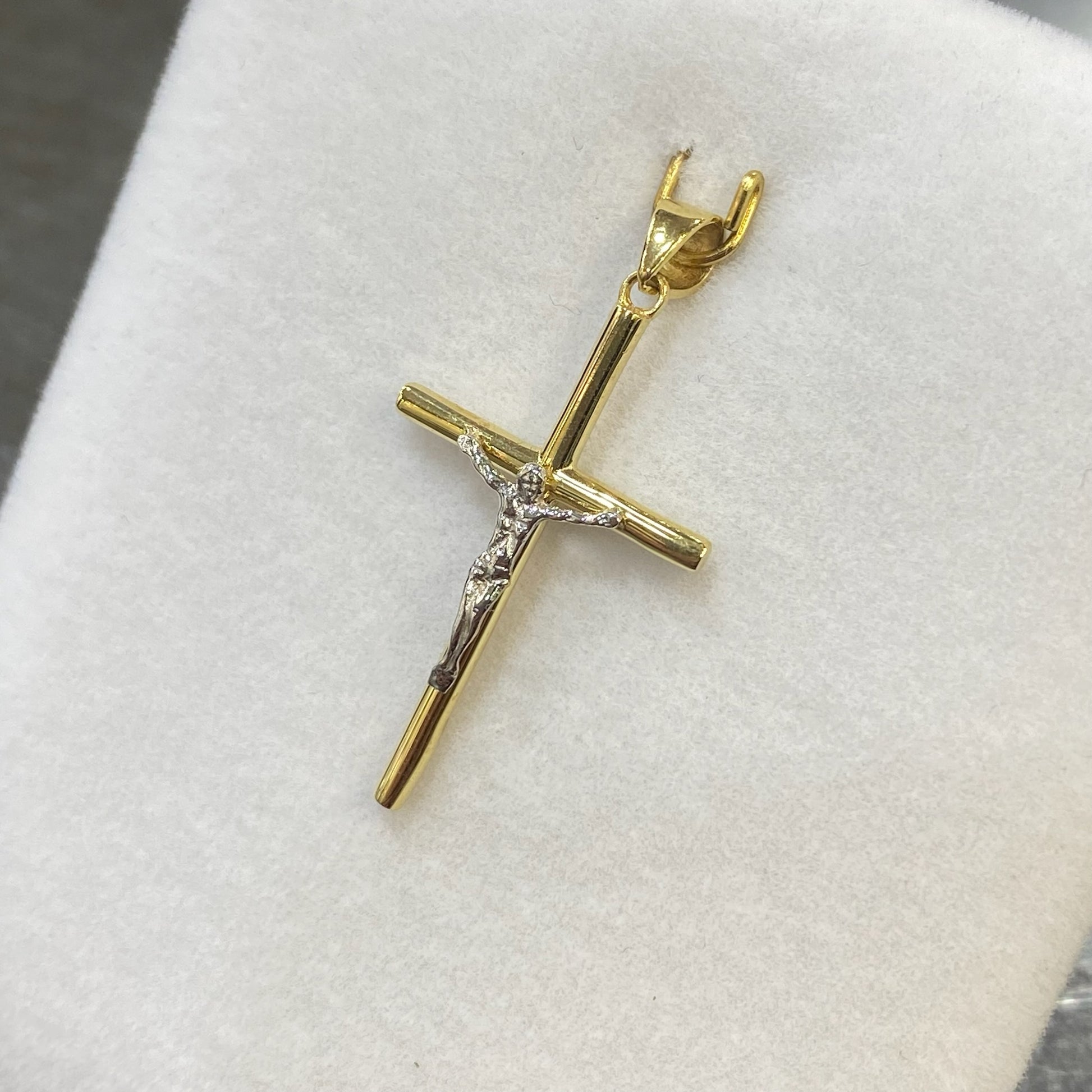 Pendentif Croix - Or Jaune et Blanc 750 Neuf