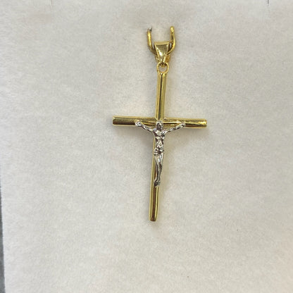 Pendentif Croix - Or Jaune et Blanc 750 Neuf