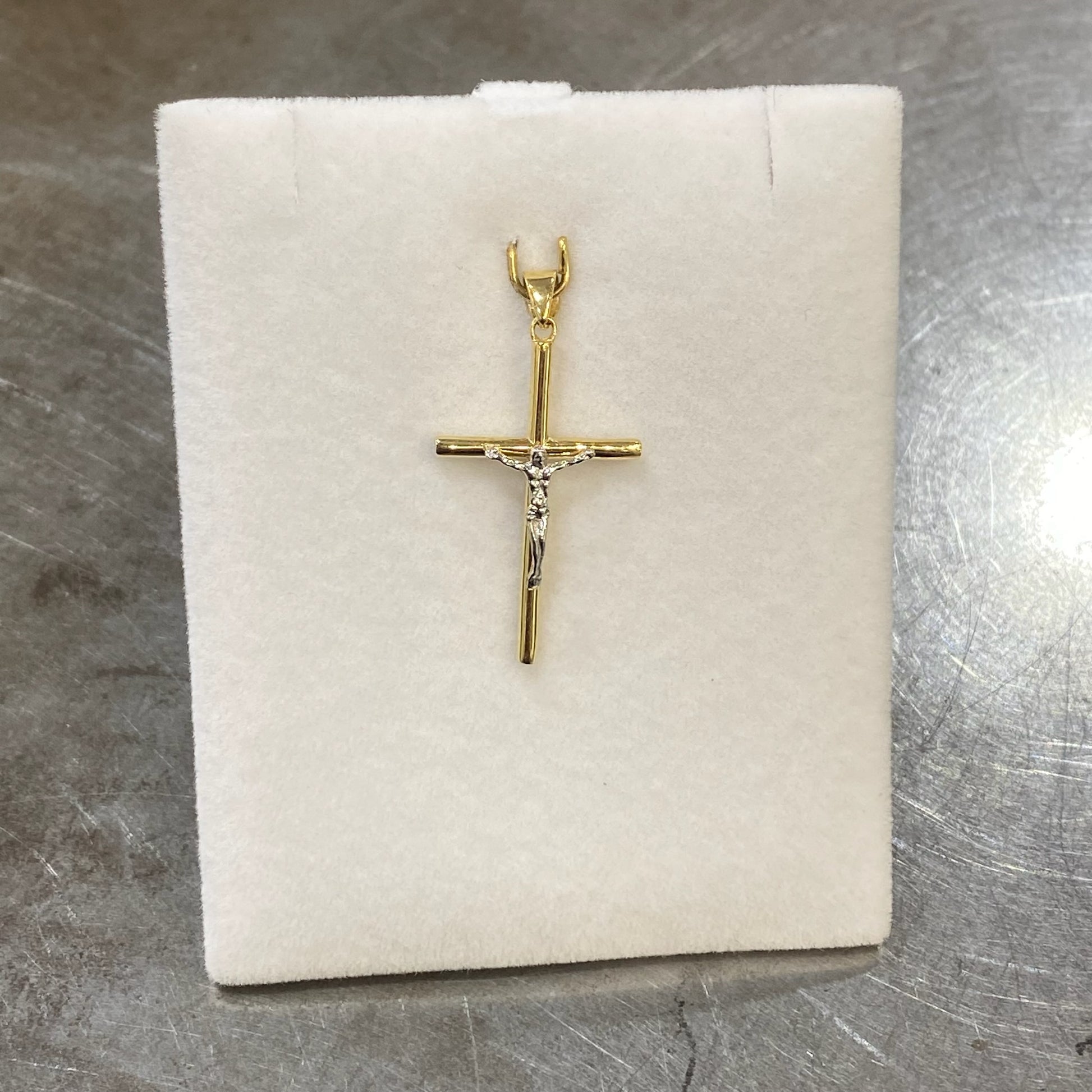 Pendentif Croix - Or Jaune et Blanc 750 Neuf