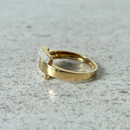 Bague Cubique - Or Jaune 750 & Diamants