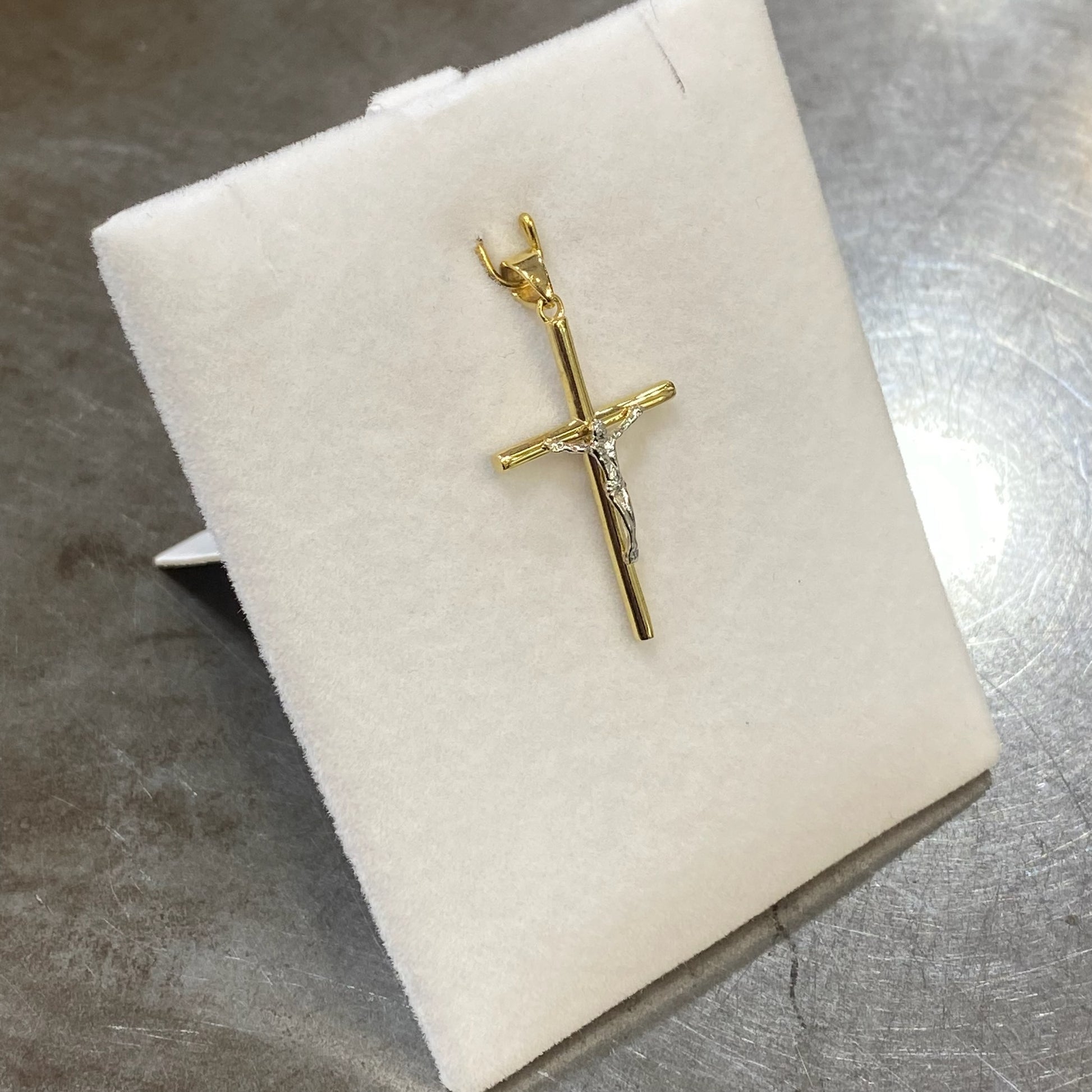 Pendentif Croix - Or Jaune et Blanc 750 Neuf