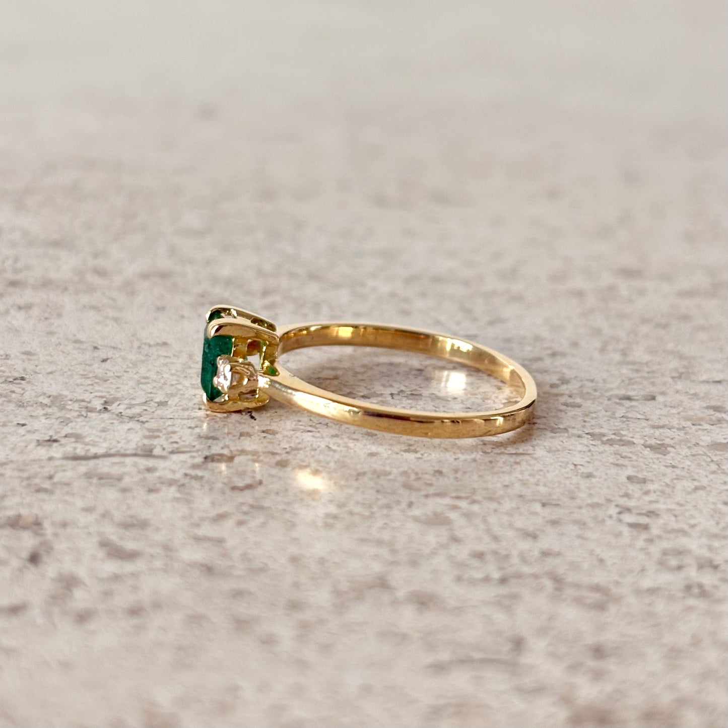 Bague Trilogie Vintage - Or Jaune 750 Émeraude & Diamants