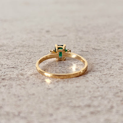 Bague Trilogie Vintage - Or Jaune 750 Émeraude & Diamants