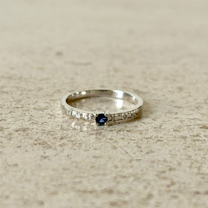 Bague Solitaire - Or Blanc 750 Saphir & Diamants