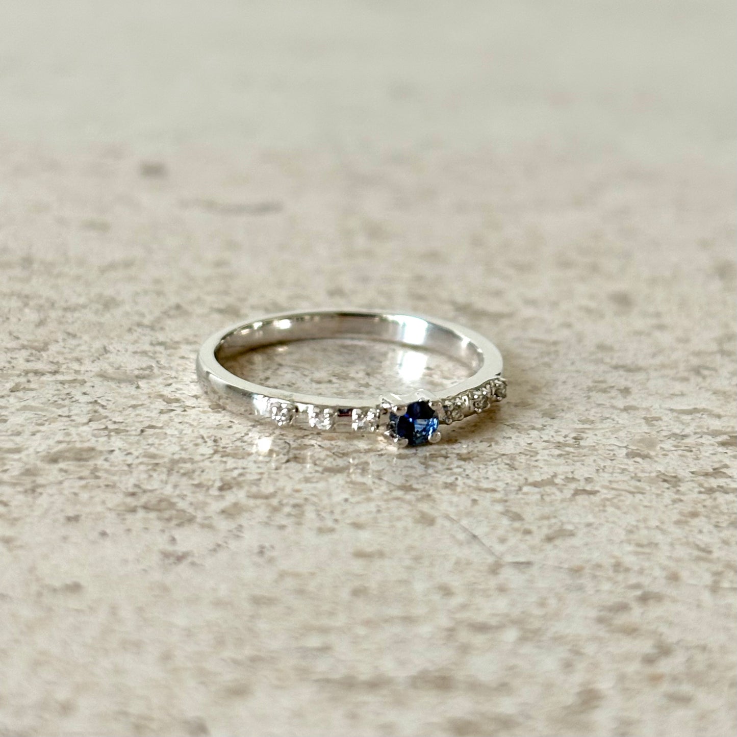 Bague Solitaire - Or Blanc 750 Saphir & Diamants