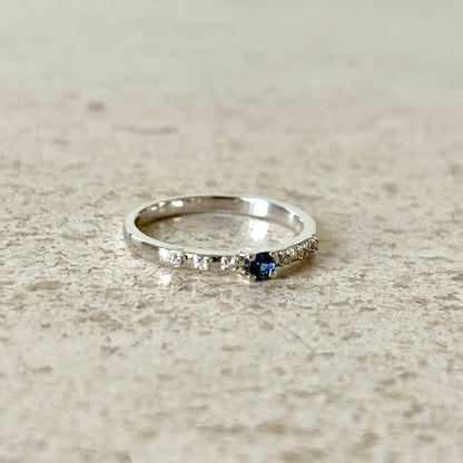 Bague Solitaire - Or Blanc 750 Saphir & Diamants