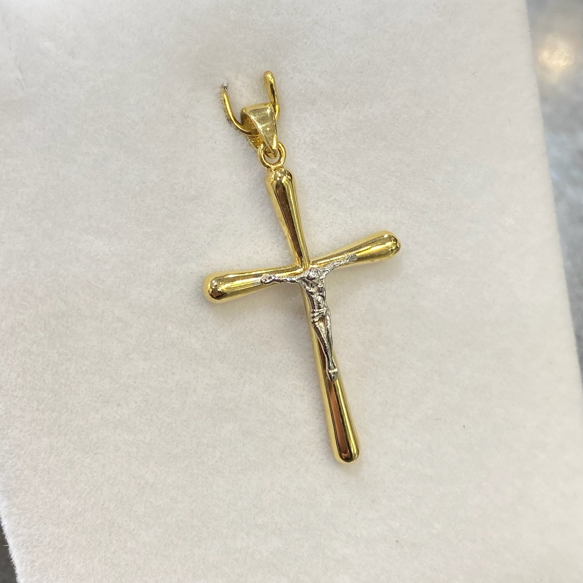 Pendentif Croix - Or Jaune et Blanc 750 Neuf