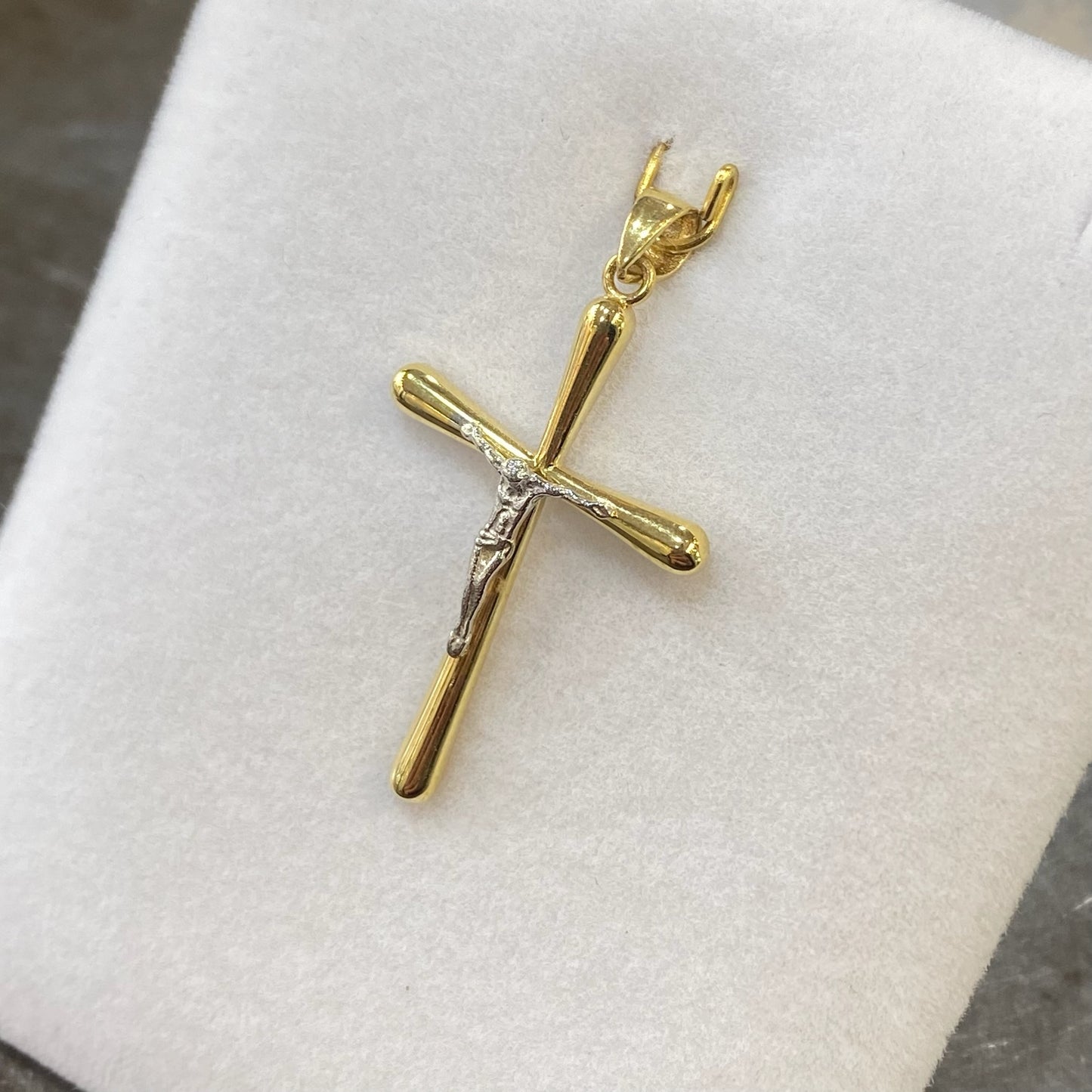 Pendentif Croix - Or Jaune et Blanc 750 Neuf