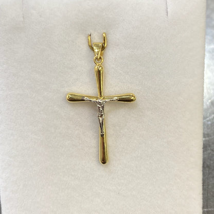 Pendentif Croix - Or Jaune et Blanc 750 Neuf