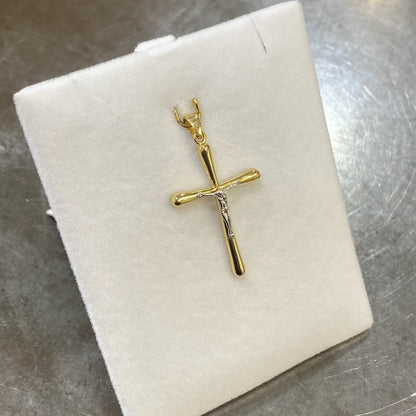 Pendentif Croix - Or Jaune et Blanc 750 Neuf