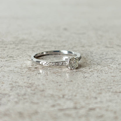 Bague Solitaire - Or Blanc 750 & Diamants