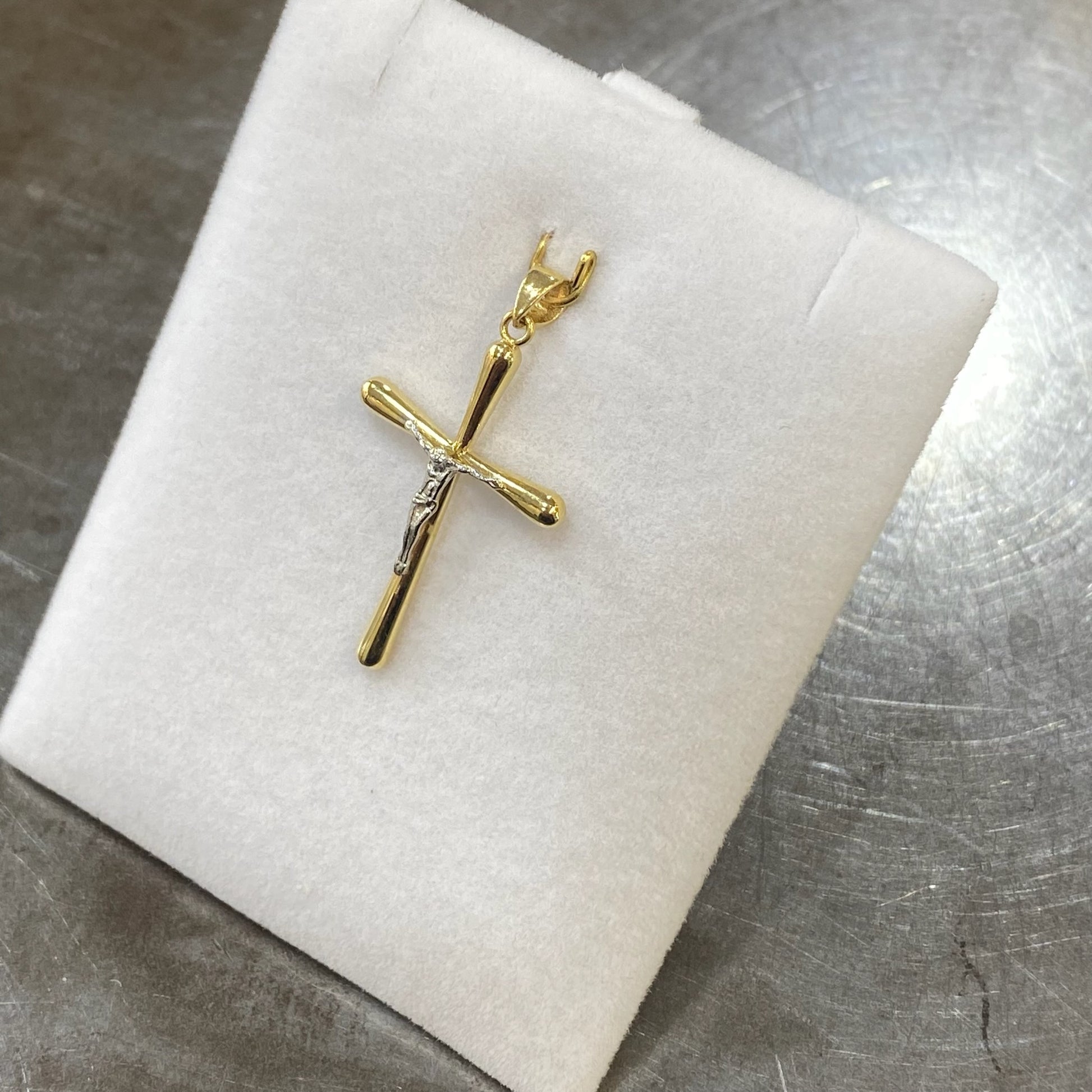 Pendentif Croix - Or Jaune et Blanc 750 Neuf