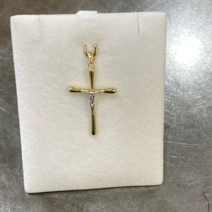 Pendentif Croix - Or Jaune et Blanc 750 Neuf