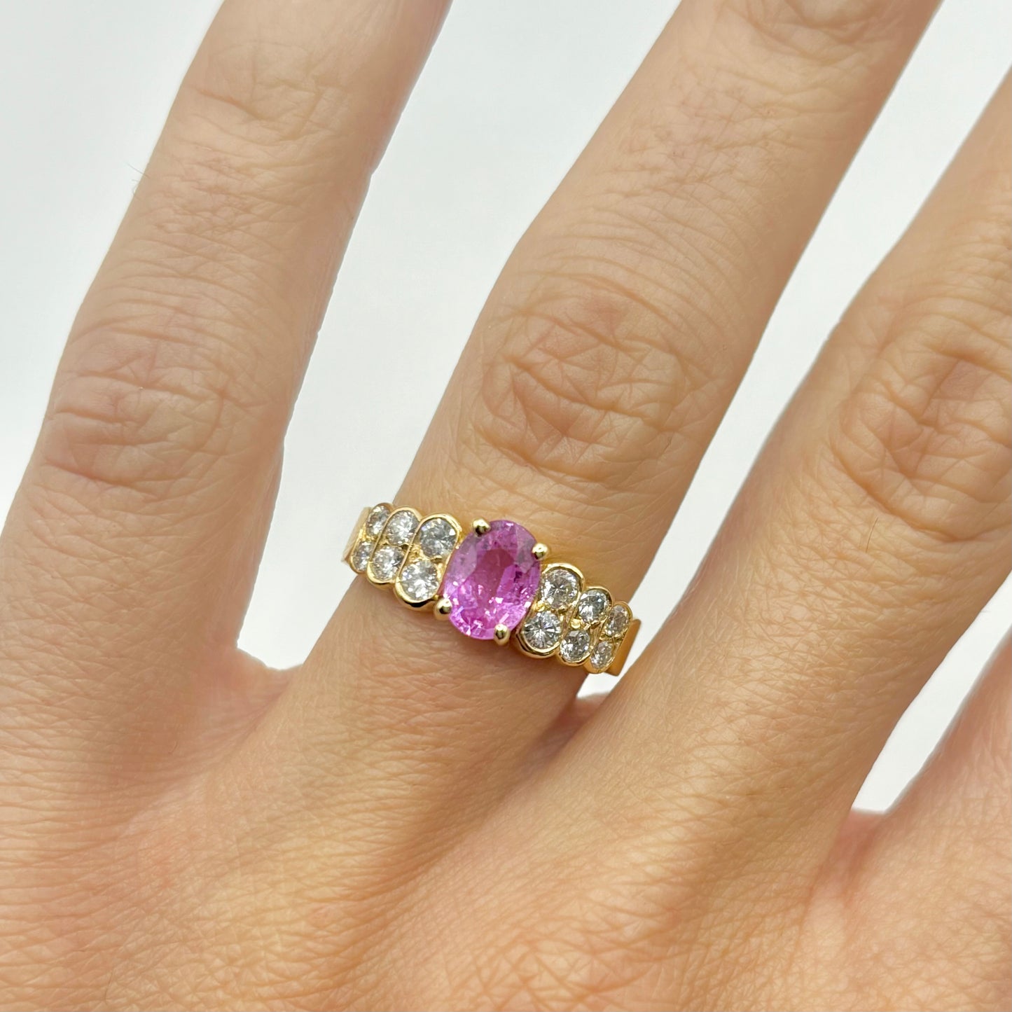 Bague Pazu - Or Jaune 750 Saphir Rose & Diamants