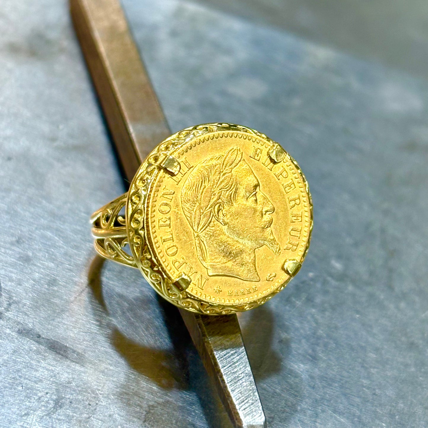 Bague Pièce - Or Jaune 750 & Pièce Or 10 Francs Napoléon