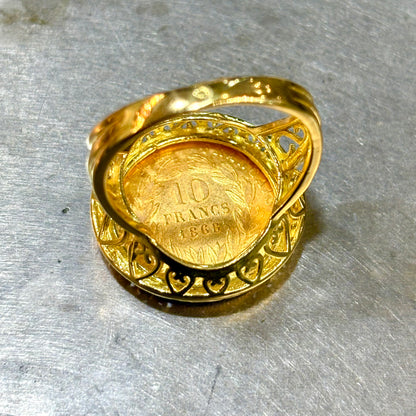 Bague Pièce - Or Jaune 750 & Pièce Or 10 Francs Napoléon