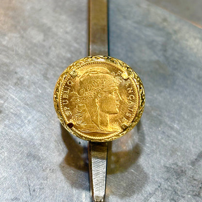 Bague Pièce - Or Jaune 750 & Pièce 10 Francs Marianne Coq