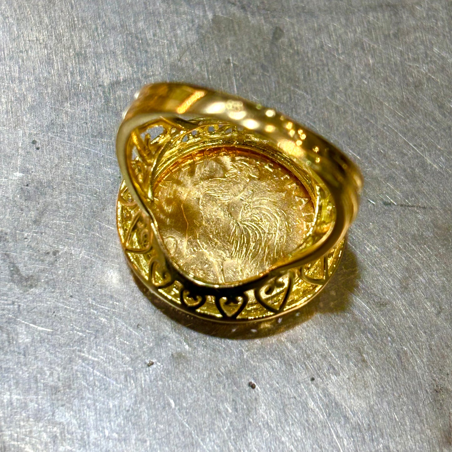 Bague Pièce - Or Jaune 750 & Pièce 10 Francs Marianne Coq