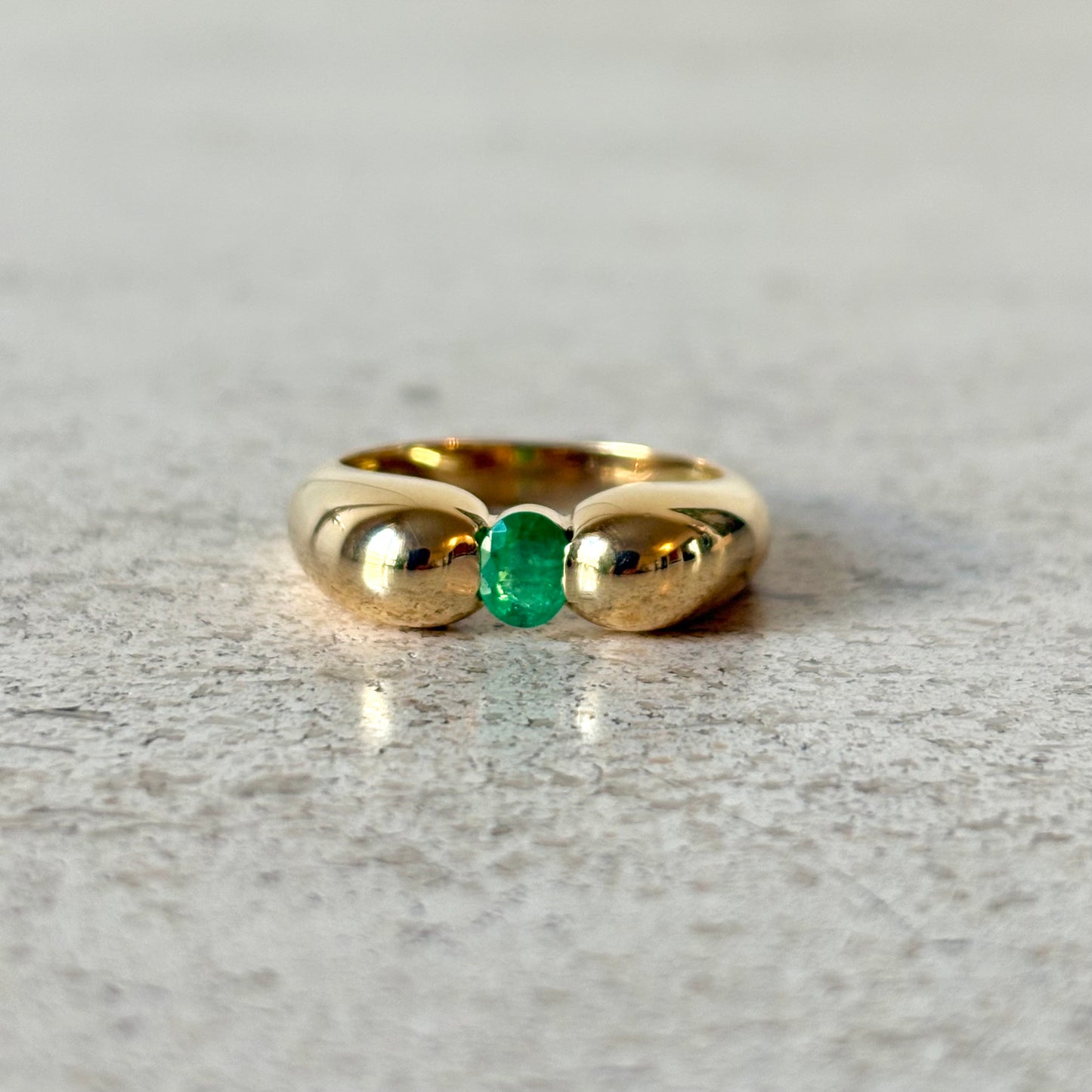 Bague Jonc - Or Jaune 750 & Émeraude