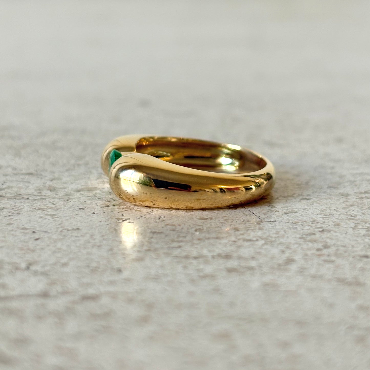 Bague Jonc - Or Jaune 750 & Émeraude