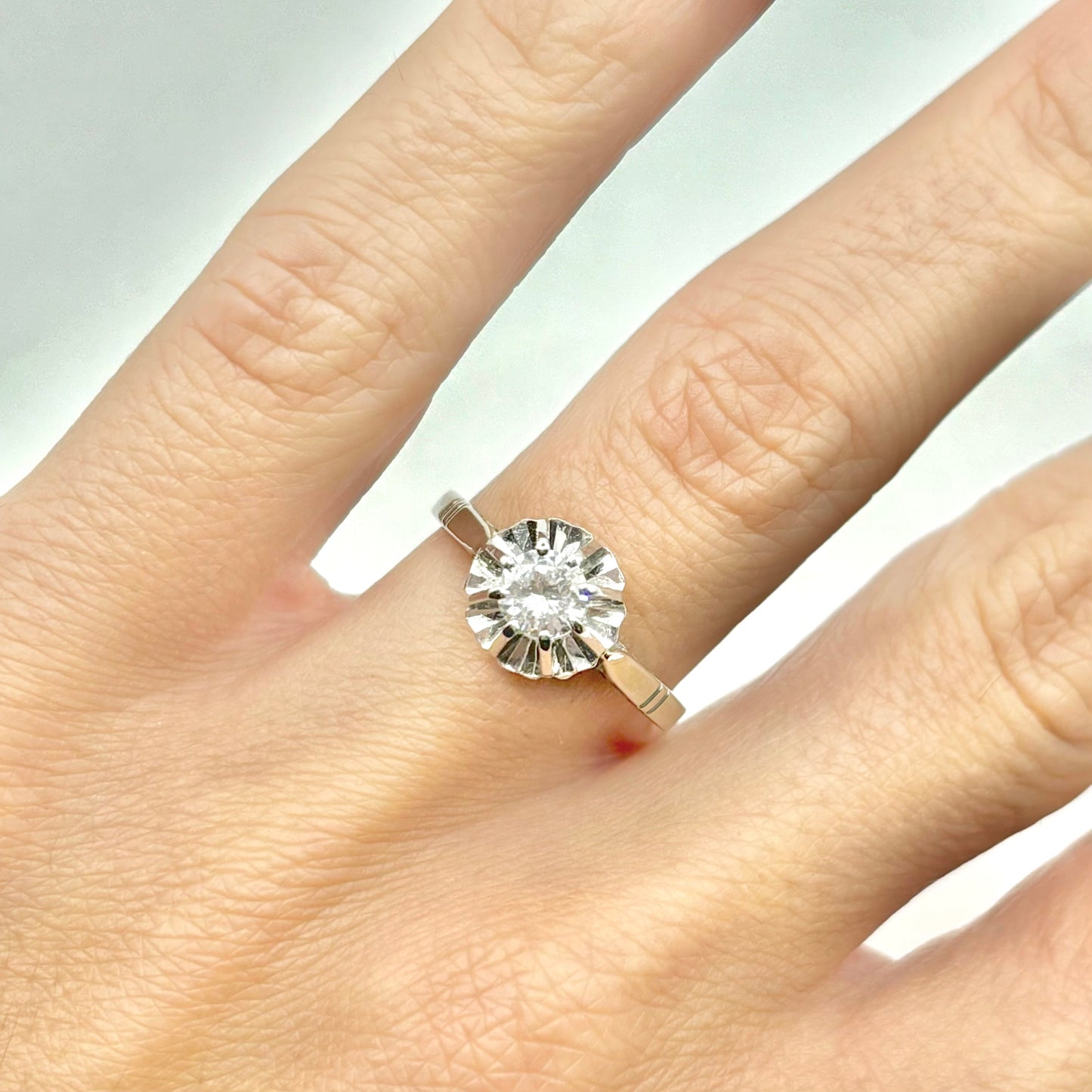 Bague Solitaire Vintage - Or Blanc 750 & Diamant