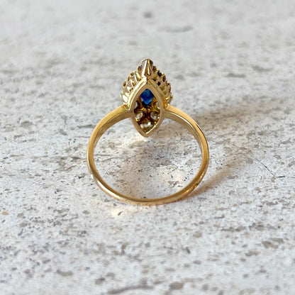 Bague Marquise Marguerite - Or Jaune 750 Saphir & Diamants