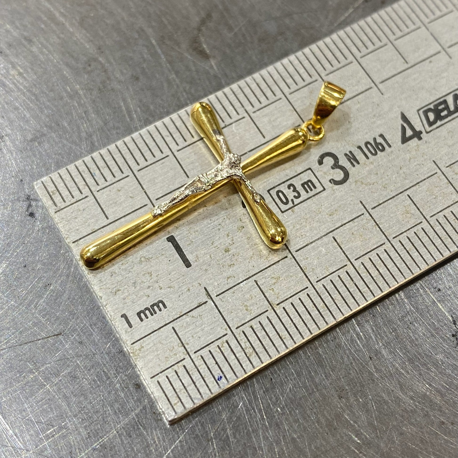 Pendentif Croix - Or Jaune et Blanc 750 Neuf