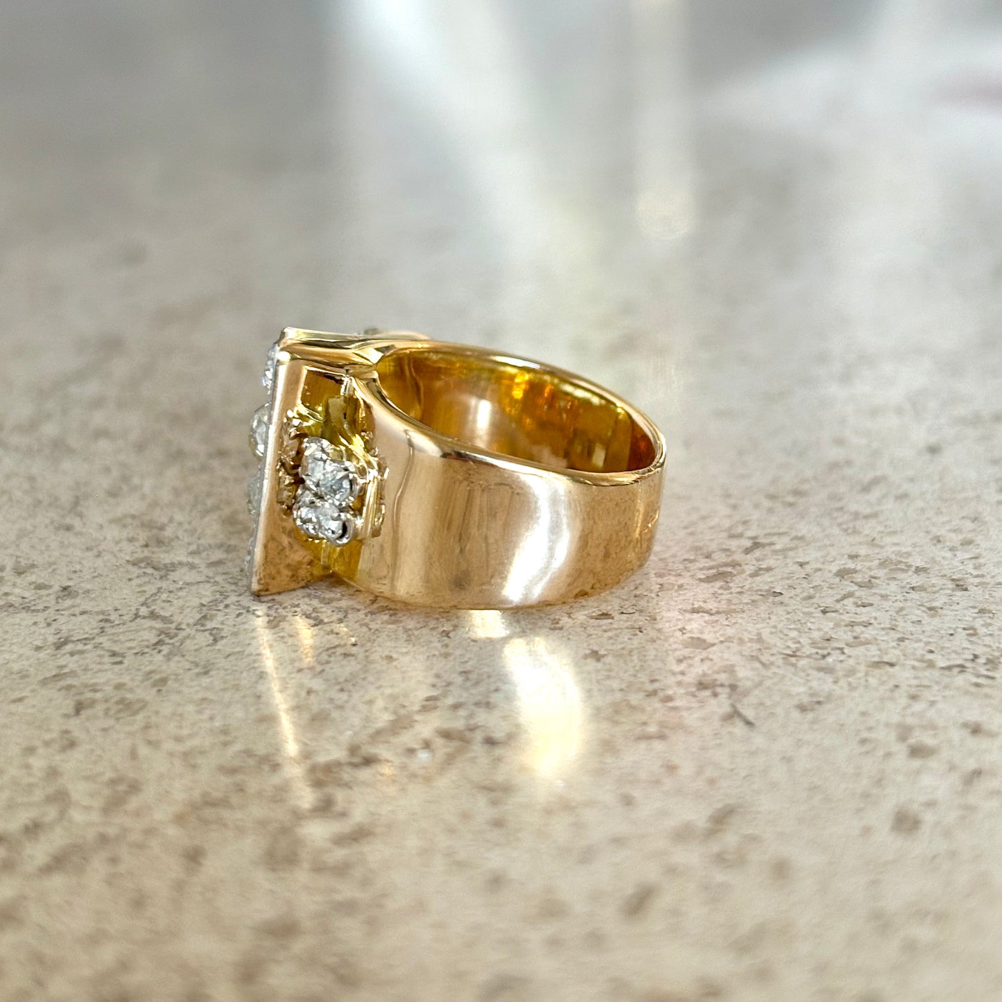 Bague Tank Art Déco - Or Jaune 750 & Diamants