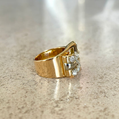 Bague Tank Art Déco - Or Jaune 750 & Diamants